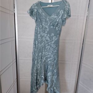 Adrianna Papell Light Blue Printed Ruffle Detail Dress